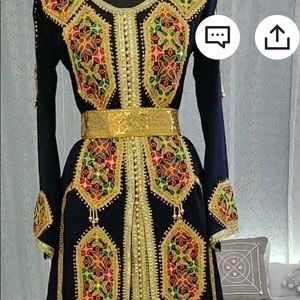 Dark Blue Gown with blue boarder n Gold tassels